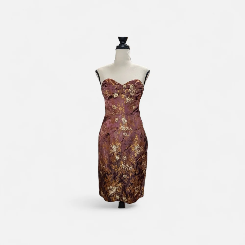 To the Max Strapless Dress in Brown and Gold - Picture 1 of 10